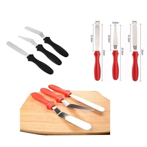 Kit Confeitaria Conjunto de Espátulas para Decorar e Modelar Bolo 3 Peças