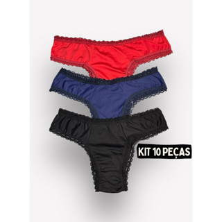 Kit 10 Calcinhas Forro de Algodão Confort Casual