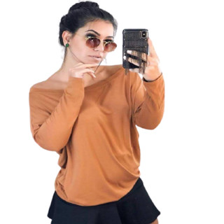 Blusa Feminina Canoa Manga Longa Morcego Inverno Elegante Dia a Dia Soltinha Plus Size Social Estilosa em Oferta na Shopee