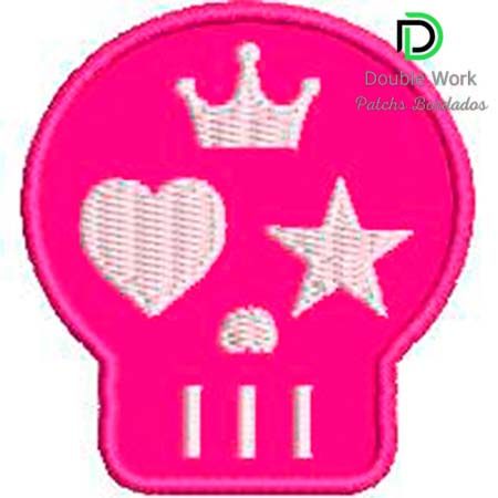 Patch caveira cor de rosa 5x4,5 cm Cód.3265