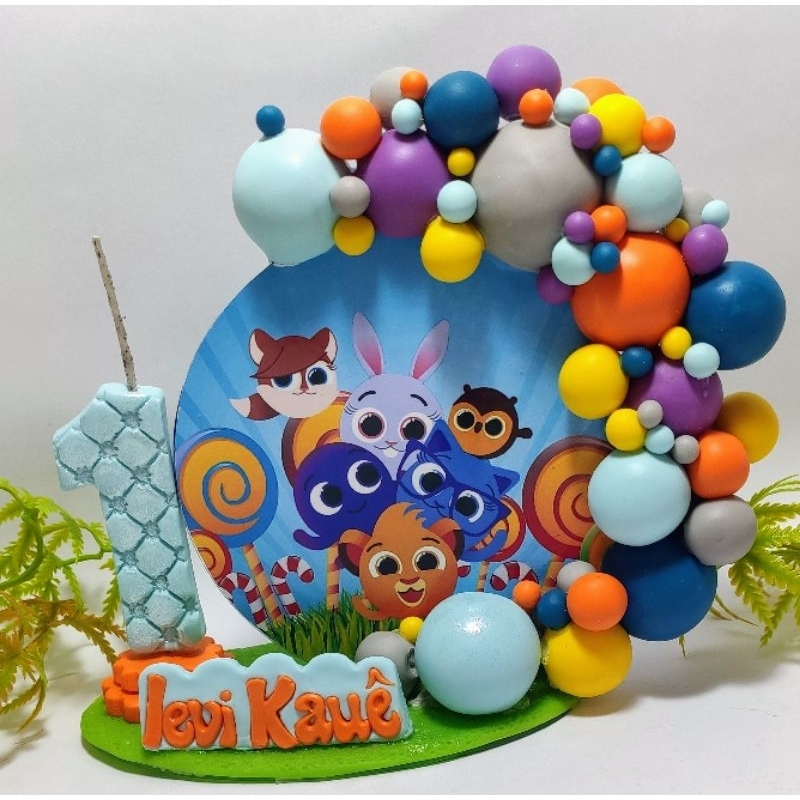 Topo de bolo bolofofos/topo painel/festa bolofofos/bolofofos/biscuit/vela/porcelana fria