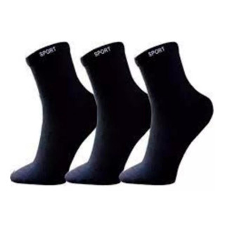 meias sport cano longo PRETA kit com 12 pares