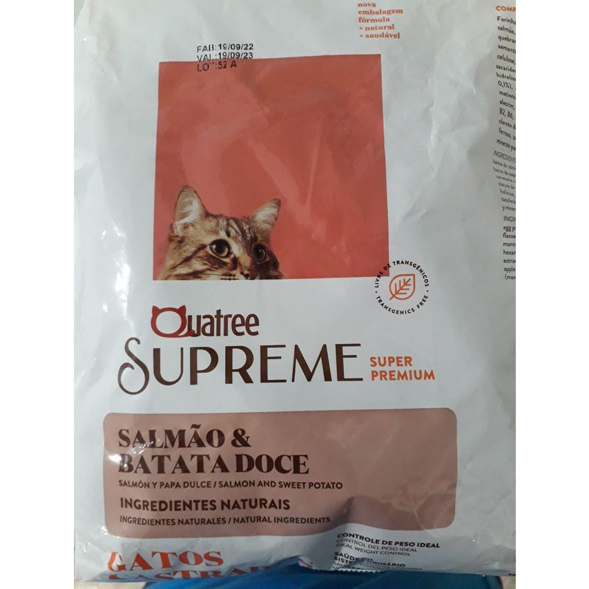 Ração Quatree Supreme Gatos Castrados Salmão e Batata Doce 1 kg em Oferta na Shopee