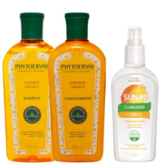 Kit Iluminador Phytoervas Shampoo 250ml + Condicionador 250ml Camomila + Sun in Clareador Cabelo
