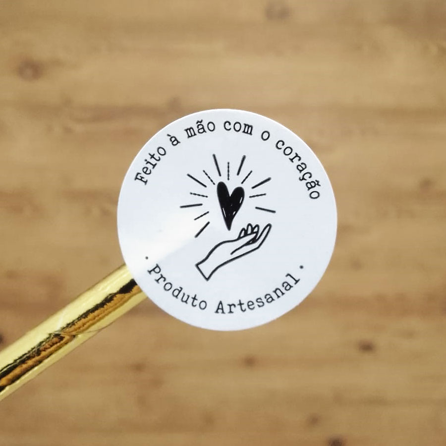 550 Etiquetas Adesivas feito a mão produto artesanal Redondo 3 cm Adesivo agradecimento em Oferta na Shopee