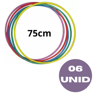 Kit 06 Bambolês 75cm/ 65cm Arco Infantil e Adulto Sortido Coloridos