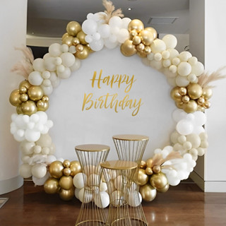 Kit 150 Balões Bege + Branco + Dourado N°5 e 9 Metalizado - Balão Bexiga Liso/Cromado Para Festas e Aniversários