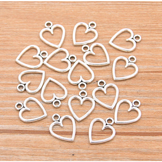 Kit 5 ou 10 Pingente Coração Amor Pulseiras Colares Brincos Artesanato Cor Dourado Bronze ou Prateado