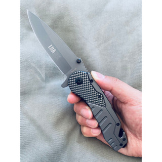 Canivete Tático Semi Automatico Luatek D22 Grey Titanium