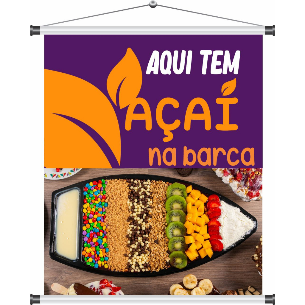banner açai na barca 1metro x70cm mod290