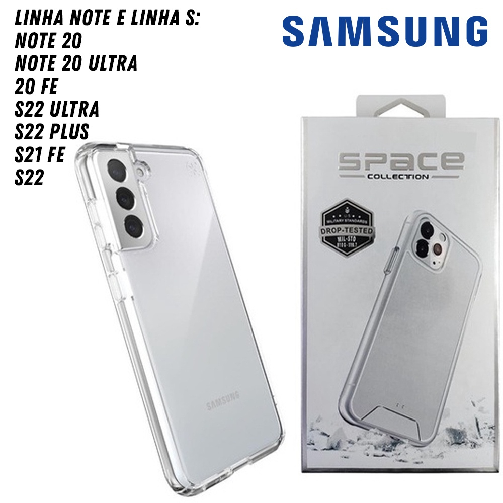 Case Space Original Samsung Galaxy Collection Clear Premium Linha S20 S21FE S22 Plus Ultra util moderno