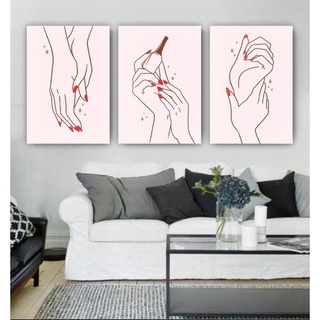 Quadros Decorativo Mosaico 90X50 3 peças Mdf Alta Resolução Full HD  Nails Designer Manicure Salão Estúdio