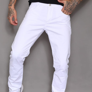 Calça Masculina Branca Sarja Skinny