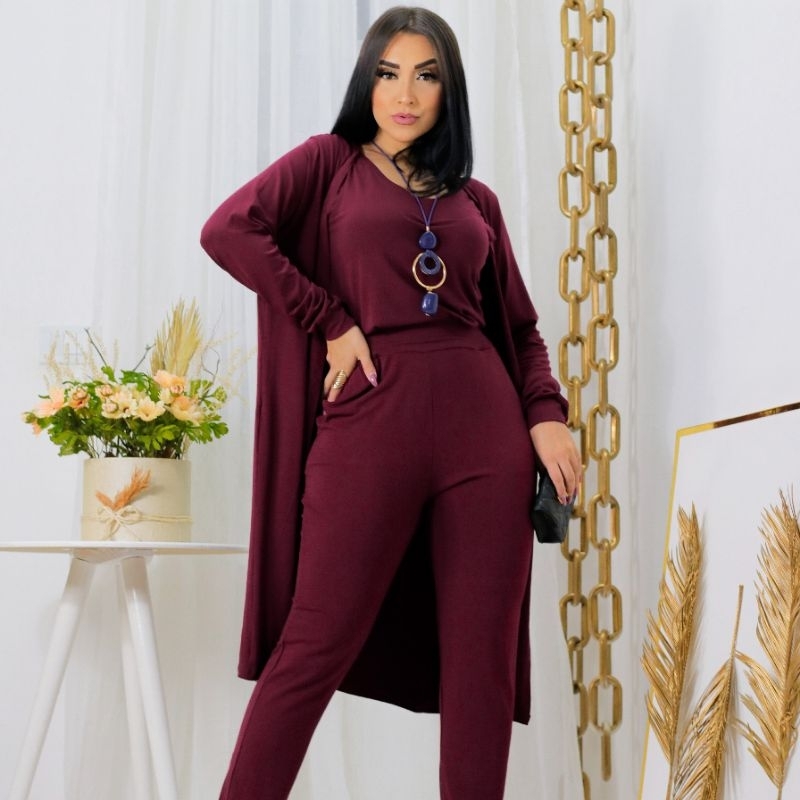 Conjunto Trio três peças Cardigan NF