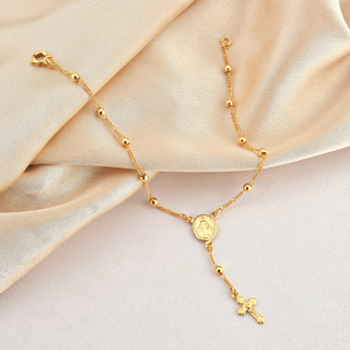 Pulseira Terço Dourada  folheada de Ouro 18k Delicada Semijoia Luxo em Oferta na Shopee