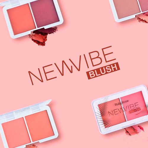 Paleta duo de blush compacto 2 tons aspecto corado linha newvibe Ruby Rose com textura aveludada