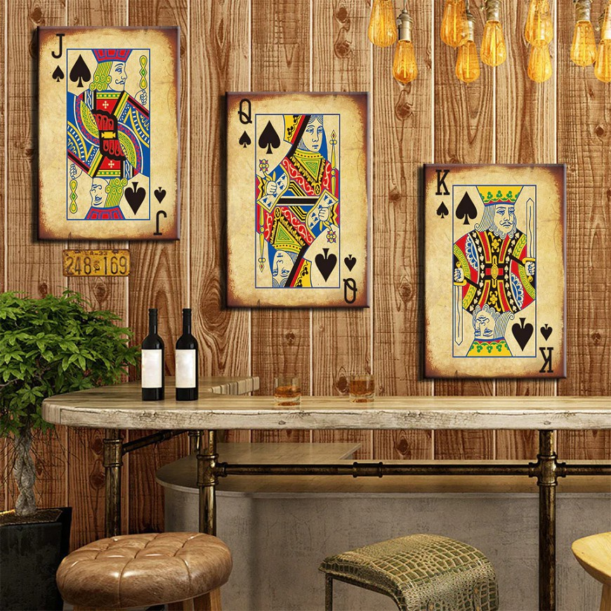 Quadros Decorativo Mosaico 90X50 Sala Quarto 3 peças Mdf Alta Resolução Full HD Cartas de Baralho em Oferta na Shopee