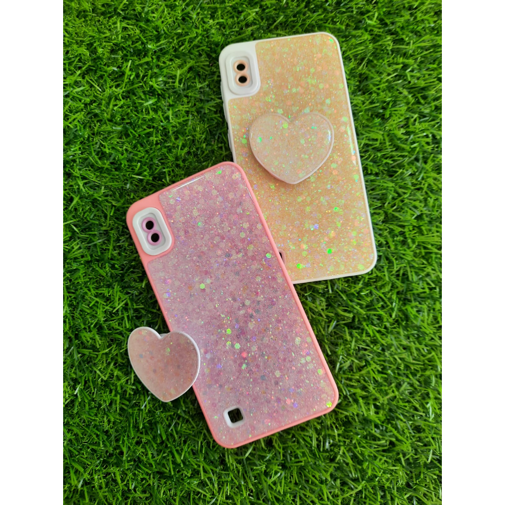 capa capinha p/ samsung galaxy A10 glitter capa p/ A10 com suporte de dedo capa p/ A10 proteção de câmera capa p/ A10 collor