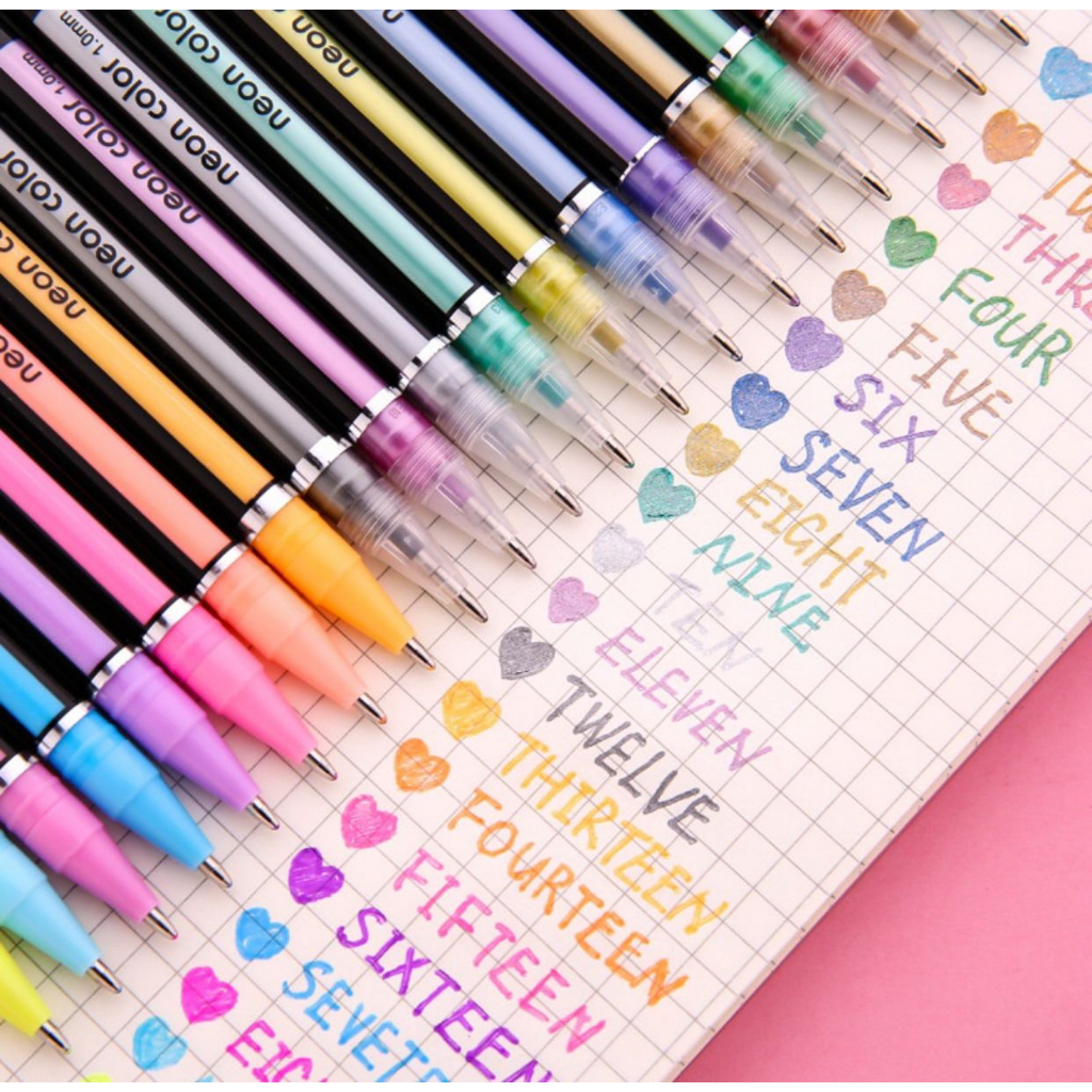 Kit Com 12/24/36/48/60 Cores Caneta Neon Colorido  / Papelaria Fofa em Oferta na Shopee