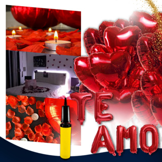 Kit Romântico 600 Pétalas + 10 Velas + 10 Balões + Te Amo em Oferta na Shopee