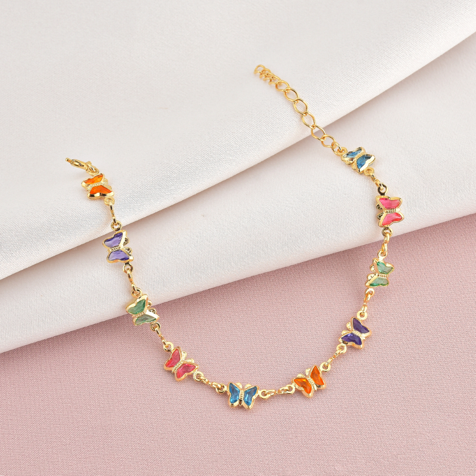 Pulseira infantil Feminina Dourada de Menina Folheada de ouro 18k Semijoia + Caixinha Presente