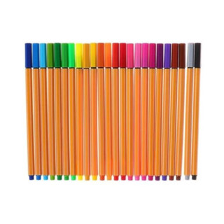 Caneta Hidrográfica Fineliner Ponta Fina 0.4 mm Kit 24 Cores