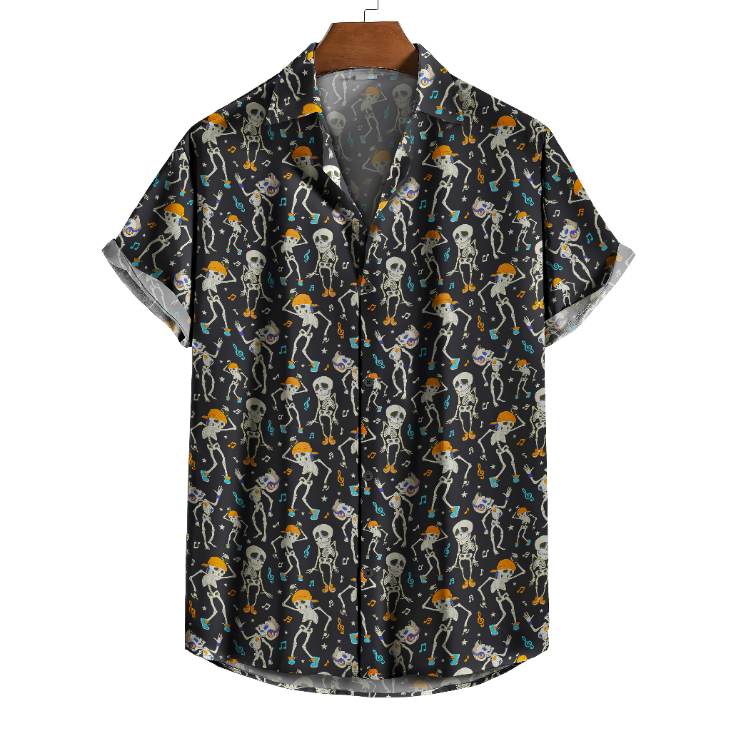 Camisa De Botão Music Esqueleto Dance Balada Dj [Ref-449]