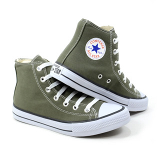 Tênis Feminino e Masculino Casual Cano Alto Star Verde Militar Chuck Taylor Unissex