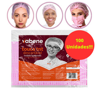 Touca Rosa Cirúrgica Descartável Tnt C/ 100 Unidades