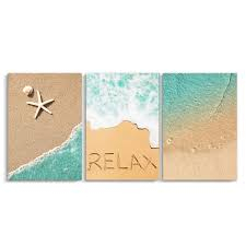 Quadros Decorativo Mosaico 90X50 3 peças Mdf Alta Resolução Full HD Relax/Praia e Beira do Mar/Conchas