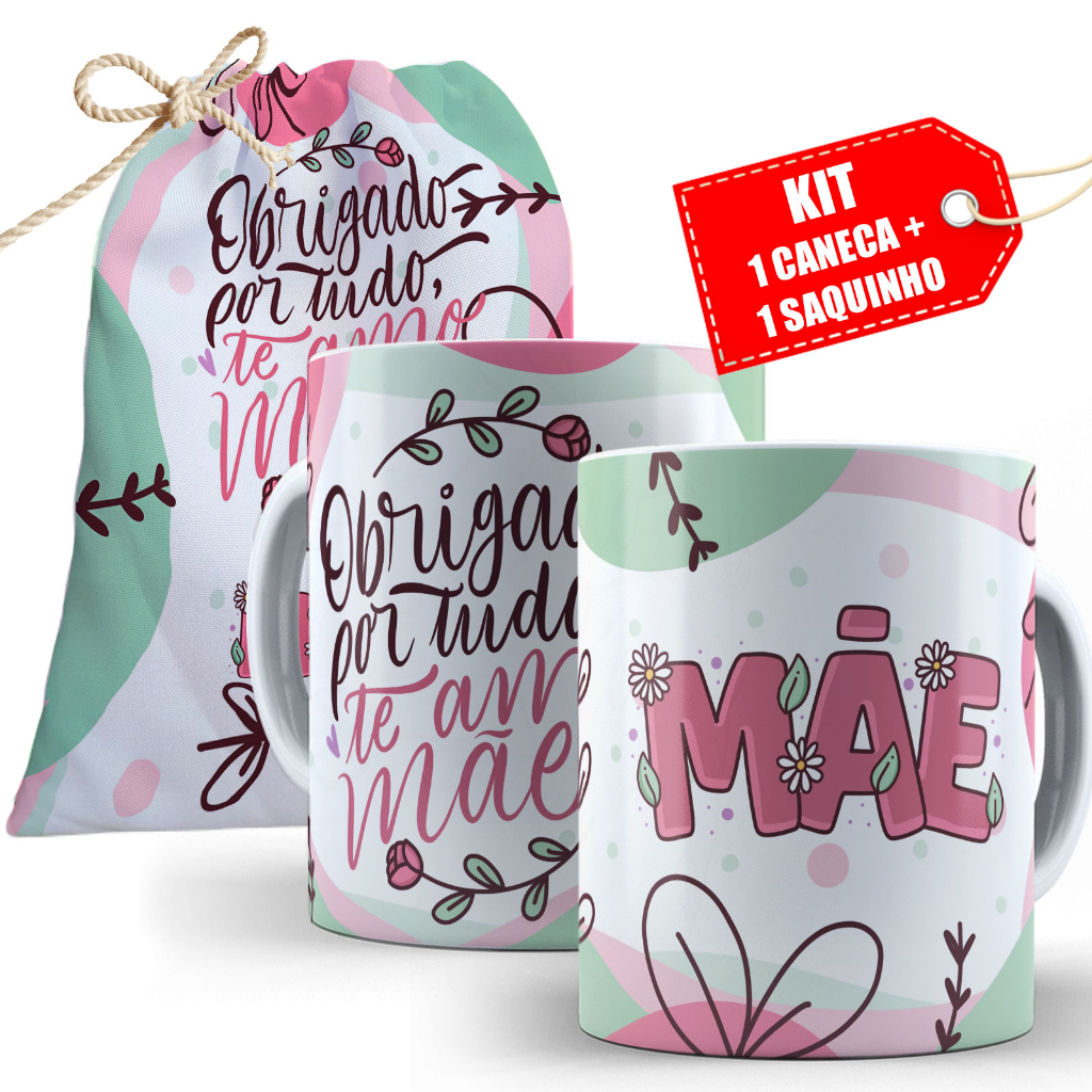 Presente Dia Das Mães - Caneca Com Saquinho De Presente Mae Como Embalagens Lembrança Personalizado Lembrancinhas