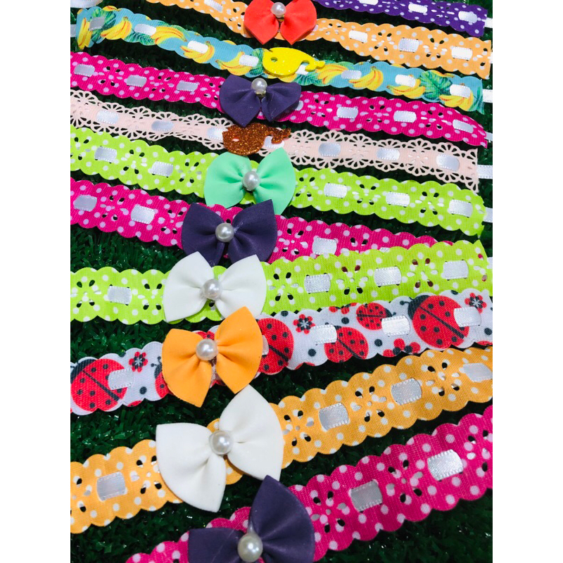 Kit 10 gargantilha passa fita pet laço de pescoço cachorro caes enfeite colar