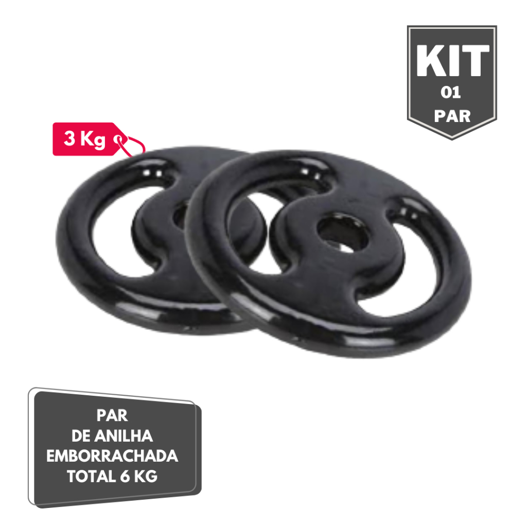 Par de Anilha Emborrachada 3 Kg - PCP