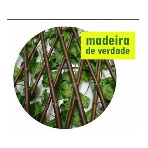 Treliça Artificial Gradil Cerca Painel em Madeira com Hera Decoração 70 CM
