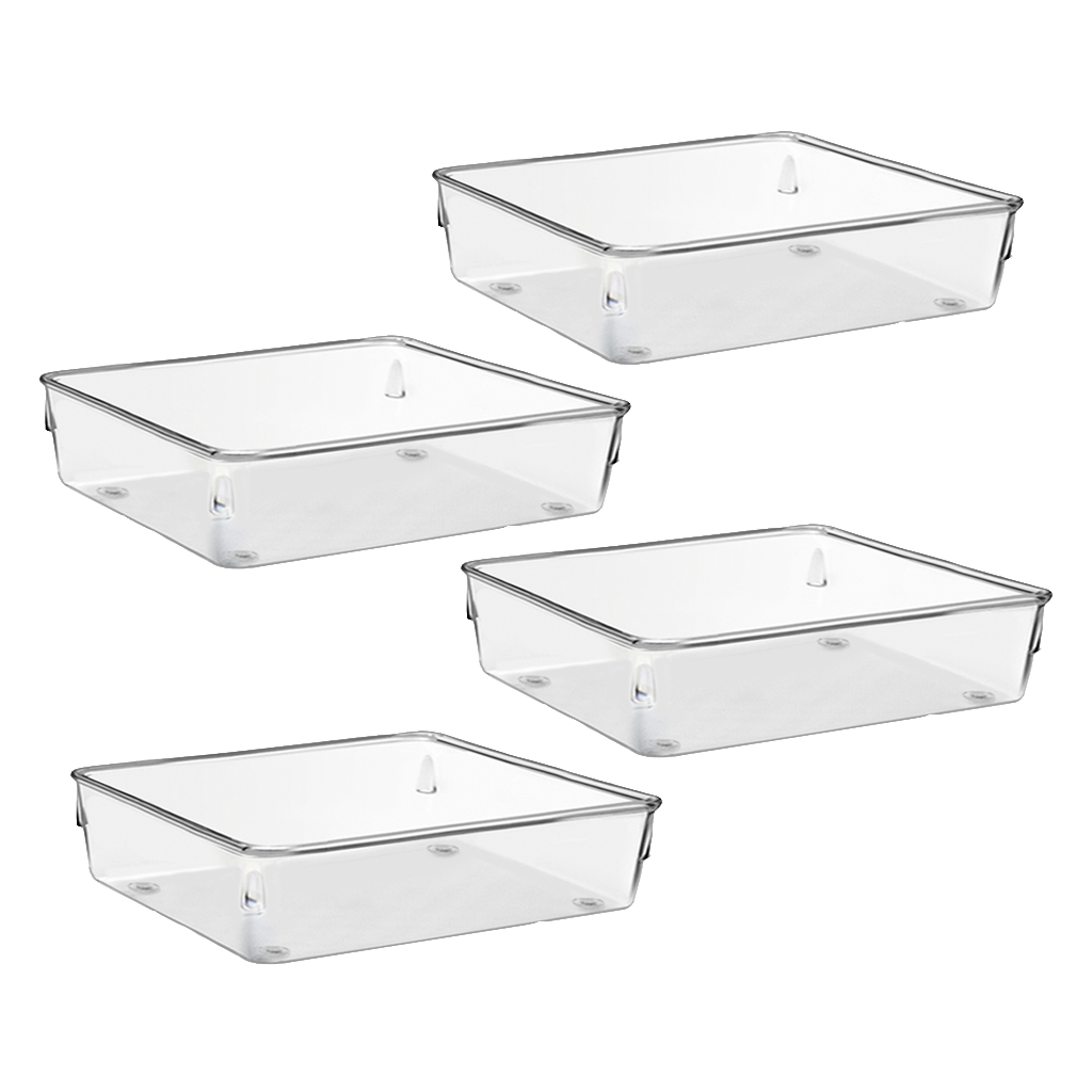 Kit 4 Organizadores Quadrado Multiuso para Gavetas Pote Acrilico Cristal Grande em Oferta na Shopee