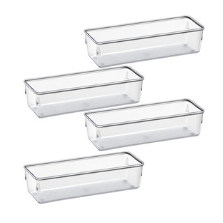 Kit 4 Organizadores Retangular Grande Multiuso Modular Gavetas e Mesas Pote Acrilico Cris…