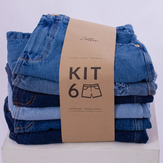 Kit Com 6 Shorts Jeans Feminino Cintura Alta