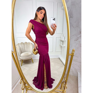 Vestido De Festa Cor Marsala Madrinha Tecido Tule Liso Com Forro E Bojo 38-42