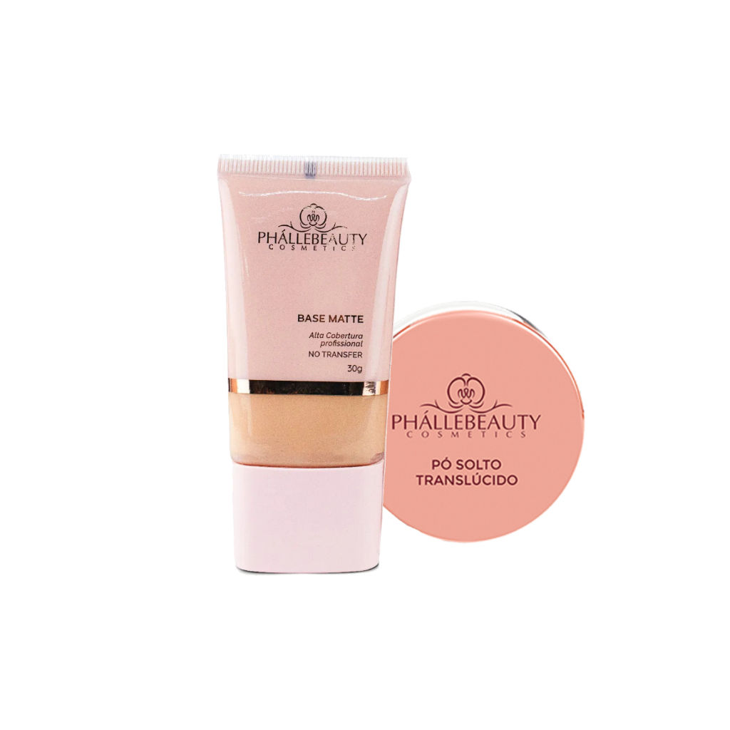 Kit Base Matte PhálleBeauty + Pó Translúcido PhálleBeauty - Beauty