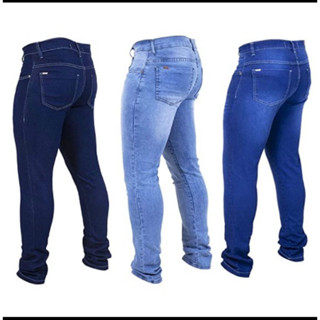 Kit Com 3 Calça Jeans Masculina Promoção Slim e Plus Size Do 36 ao 56