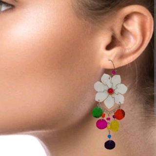 Maxi Brinco flor Hippie Alpaca Escama De Peixe Cód Nt 113 em Oferta na Shopee