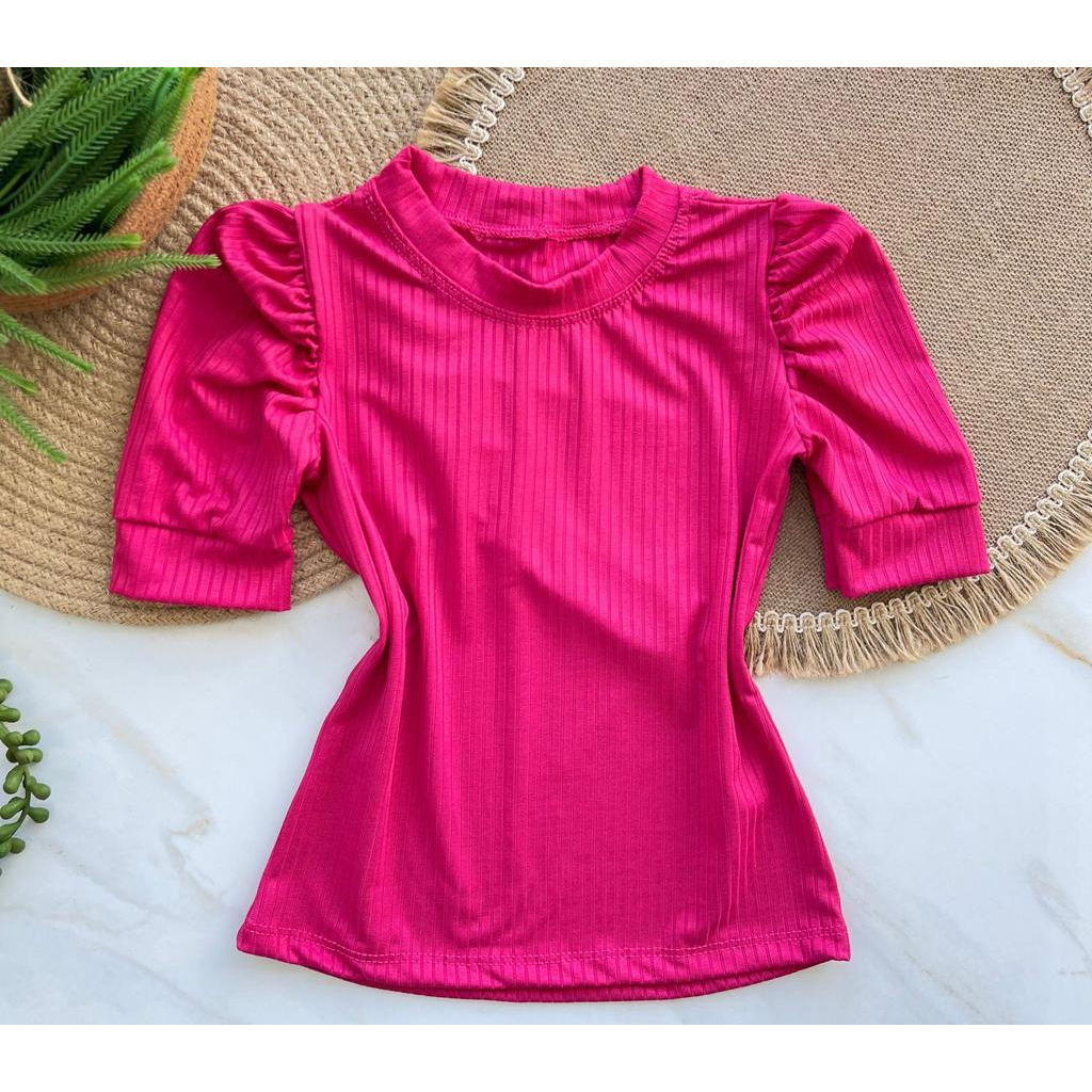 Blusa Manga Bufante Infantil Roupa de Menina Luxuosa Princesa Blogueira Blogueirinha