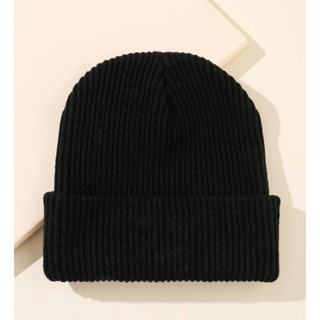Touca Gorro de Lã Preta Unissex Adulto Moda Inverno