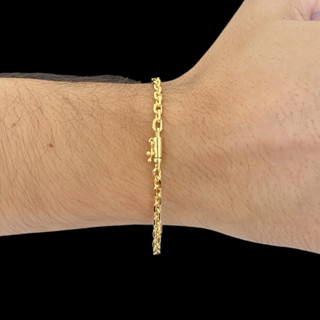 Pulseira cadeado bracelete com 10 milésimos em ouro 18k liga de moeda banhada a ouro