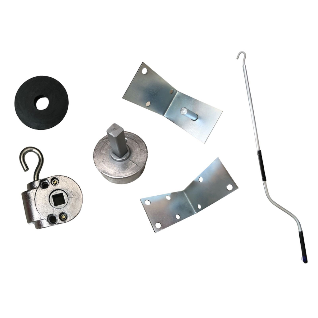 Kit Peças Toldos Cortina Retrátil p/ Tubo de Ferro 2.1/2" (Polegadas) c/ Manivela de 1,00m.