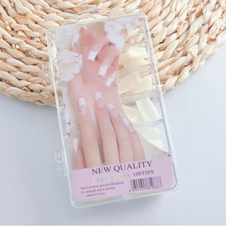 Kit 100 Unhas Postiças Acrigel Acabamento Tips Meia Lua