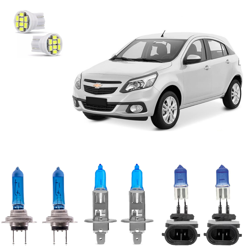 Kit Lâmpadas Super Brancas Agile 2014 Até 2017 H1 + H7 + H27