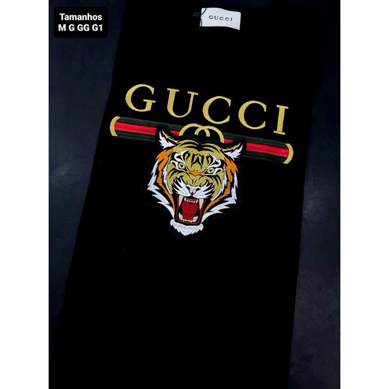 Camisa Gucci estampa de tigre voltou!! Shopee Brasil