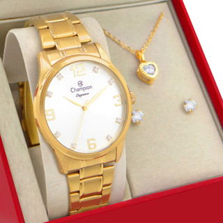 Relógio Champion Feminino Dourado Original com garantia de 1 ano acompanha colar e brincos