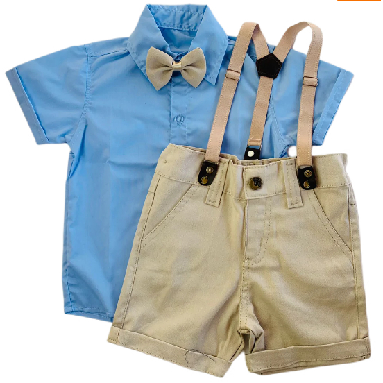 Conjunto Roupa Infantil Batizado Social De Menino Bebê infantil Pajem Casamento  Suspensório Gravata em Oferta na Shopee
